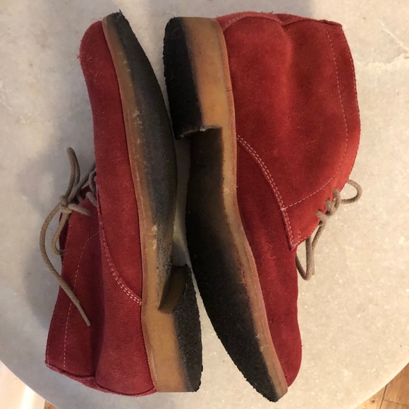 Johnston & Murphy Suede Lace Up Booties in Red Tan Sz 6.5 - Picture 7 of 8